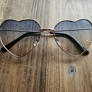 Gold and Black Heart-Shaped Sunglasses